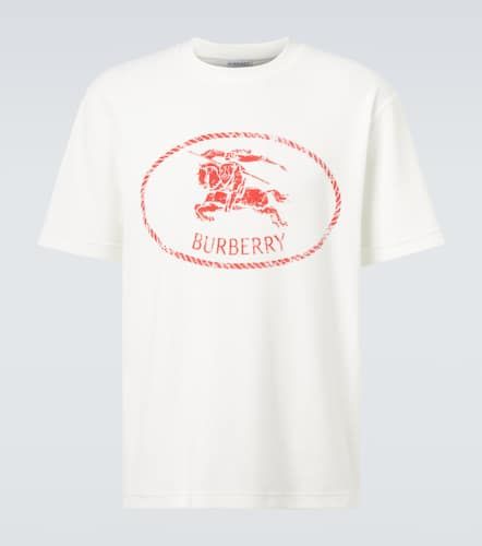 T-shirt in jersey di misto cotone con logo - Burberry - Modalova