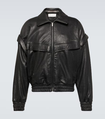 Distressed leather bomber jacket - Saint Laurent - Modalova