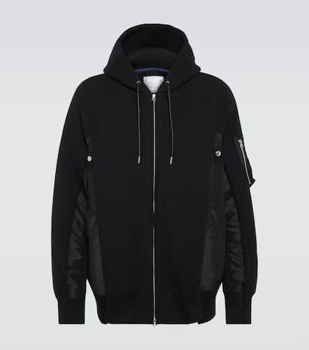 Sponge paneled cotton-blend jersey hoodie - Sacai - Modalova