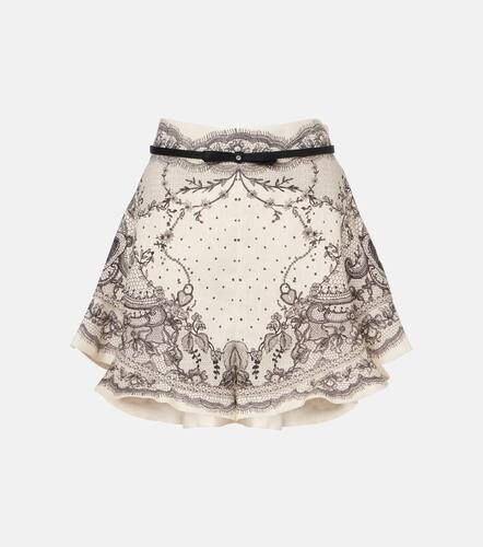 Crush belted floral high-rise linen shorts - Zimmermann - Modalova