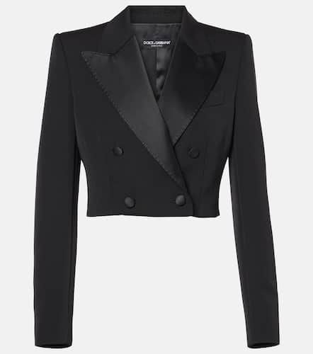 Blazer da smoking cropped in misto cotone - Dolce&Gabbana - Modalova