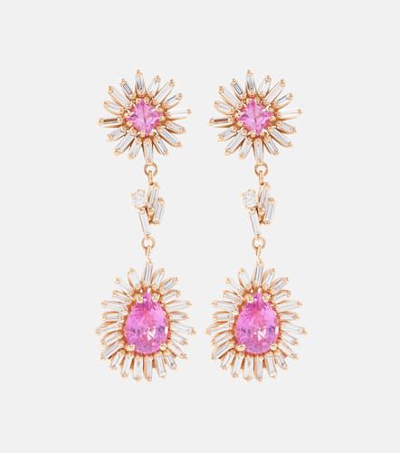One of a Kind 18kt rose gold drop earrings with diamonds and pink sapphires - Suzanne Kalan - Modalova