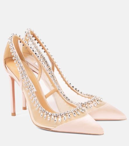 Crystal Crush 105 satin and mesh pumps - Aquazzura - Modalova