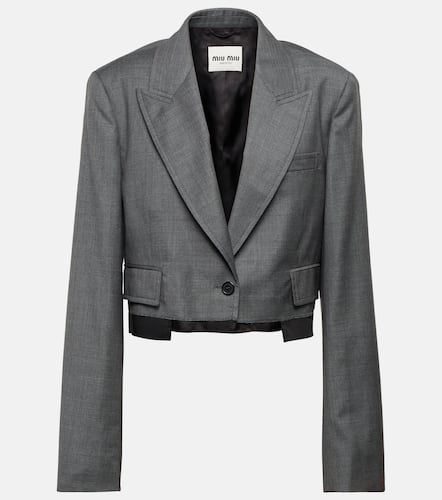 Blazer cropped in lana vergine - Miu Miu - Modalova