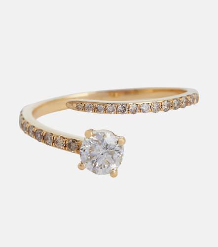 Grass Seed 18kt yellow ring with diamonds - Ileana Makri - Modalova