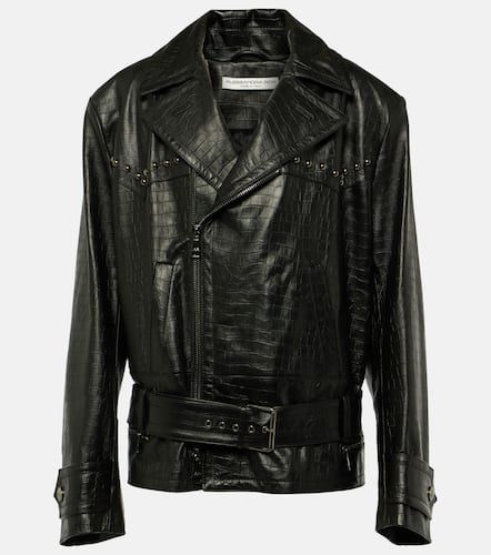 Chaqueta biker de piel con tachuelas - Alessandra Rich - Modalova