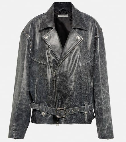 Distressed leather jacket - Alessandra Rich - Modalova