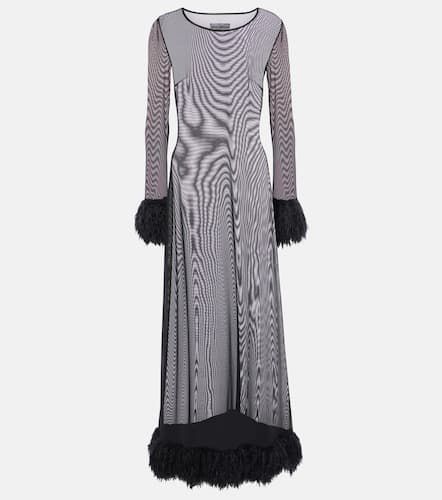 Faux feather-trimmed mesh maxi dress - Marine Serre - Modalova