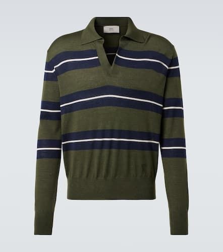 Striped wool and silk polo sweater - Ami Paris - Modalova