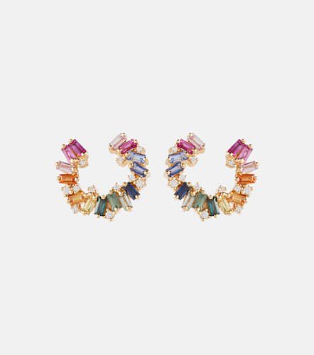 Rainbow 18kt gold hoop earrings with diamonds and sapphires - Suzanne Kalan - Modalova