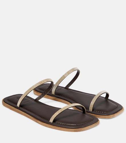 Embellished leather sandals - Brunello Cucinelli - Modalova