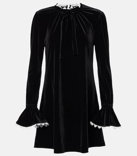 Bow-detail velvet jersey minidress - Ganni - Modalova