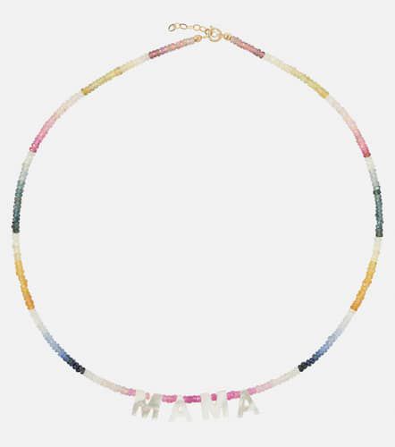 Mama 9kt gold necklace with mother of pearl and sapphires - Roxanne First - Modalova