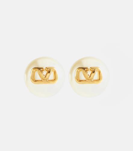 Pendientes VLogo con perlas sintéticas - Valentino - Modalova