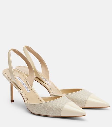 Capsli leather-trimmed slingback pumps - Manolo Blahnik - Modalova