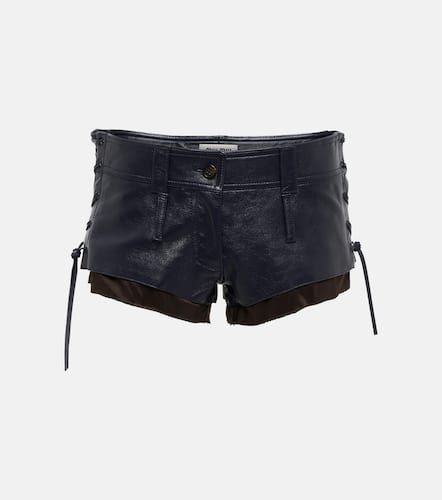 Miu Miu Low-rise leather shorts - Miu Miu - Modalova