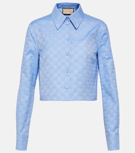Camisa oxford cropped de algodón con GG - Gucci - Modalova