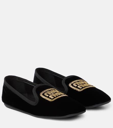 Miu Miu Logo velvet slippers - Miu Miu - Modalova