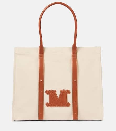 Brava leather-trimmed canvas tote bag - Max Mara - Modalova