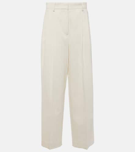 High-rise silk and cotton wide-leg pants - Toteme - Modalova