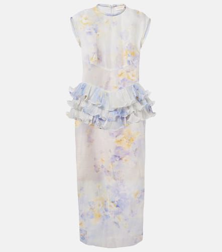 Crush ruffled floral linen and silk midi dress - Zimmermann - Modalova