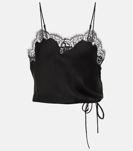 Crop top de seda con encaje - Saint Laurent - Modalova