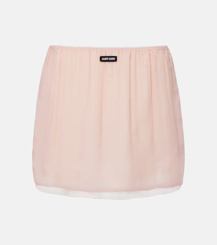 Layered silk chiffon miniskirt - Miu Miu - Modalova