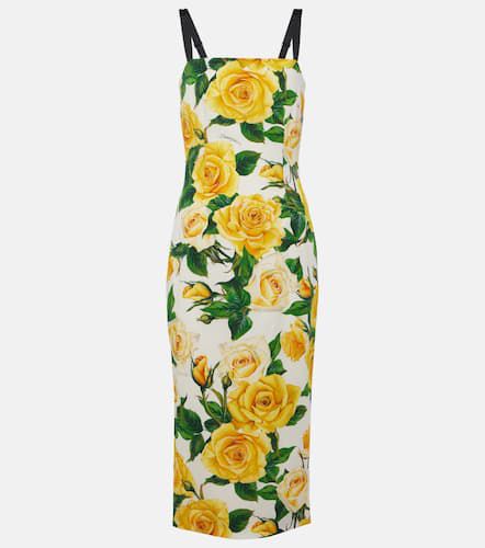 Vestido midi de charmeuse de seda floral - Dolce&Gabbana - Modalova