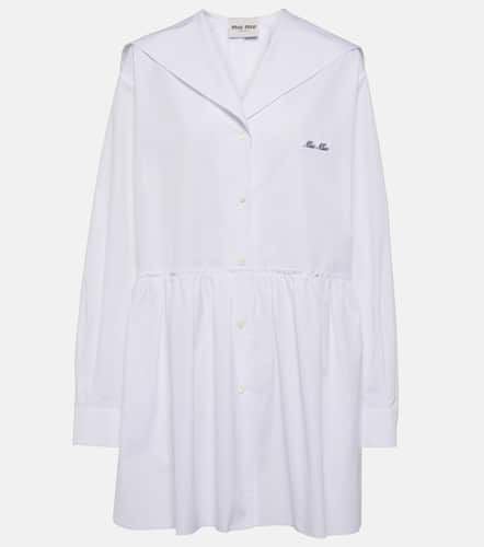 Gathered cotton poplin shirt dress - Miu Miu - Modalova