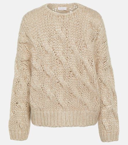 Cable-knit mohair-blend sweater - Brunello Cucinelli - Modalova