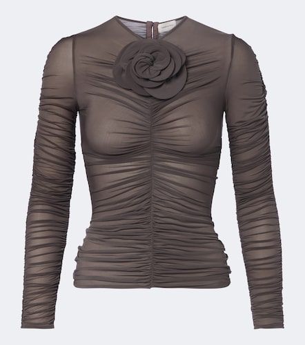 Top fruncido con aplique floral - Magda Butrym - Modalova