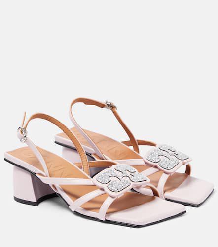Embellished faux leather sandals - Ganni - Modalova