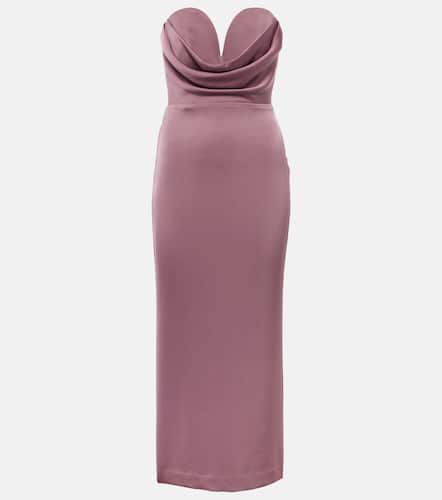 Gathered strapless satin midi dress - Alex Perry - Modalova