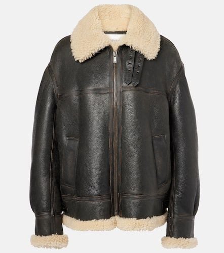 Giacca in pelle con shearling - Saint Laurent - Modalova