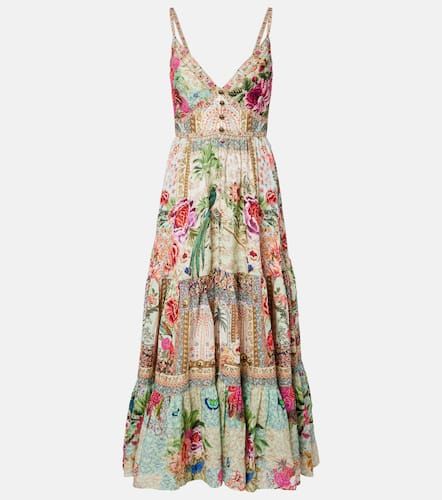Embellished floral linen maxi dress - Camilla - Modalova
