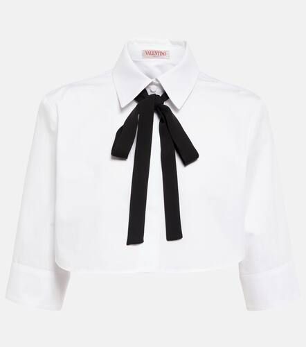 Tie-neck cropped cotton shirt - Valentino - Modalova