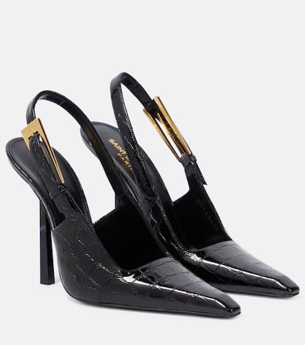 Graham 115 croc-effect slingback pumps - Saint Laurent - Modalova