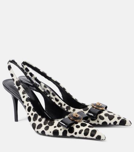 Pumps slingback Gianni Ribbon 85 in cavallino con stampa - Versace - Modalova