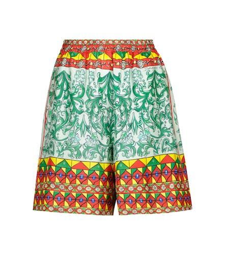 Shorts de faya de seda estampada - Dolce&Gabbana - Modalova