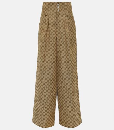 Pantalones anchos de lona de algodón con GG - Gucci - Modalova
