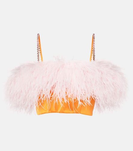 Top raccourci en satin à plumes - Self-Portrait - Modalova