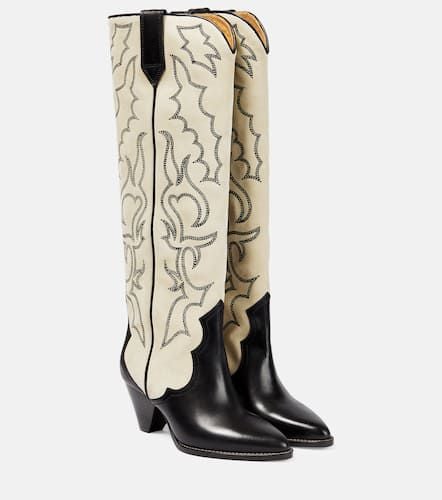 Leila leather and suede cowboy boots - Isabel Marant - Modalova