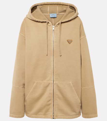 Oversized cotton zip-up hoodie - Prada - Modalova