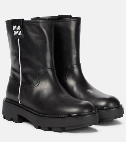 Miu Miu Botines biker de piel - Miu Miu - Modalova