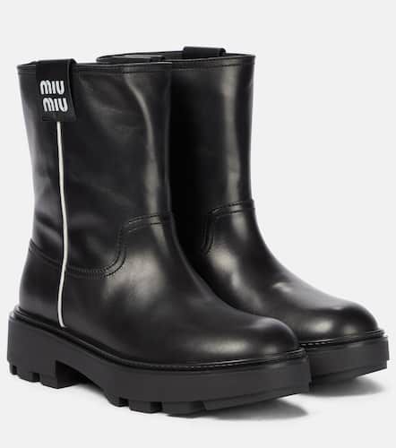 Miu Miu Leather ankle biker boots - Miu Miu - Modalova