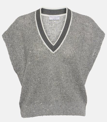 Linen-blend sweater vest - Brunello Cucinelli - Modalova