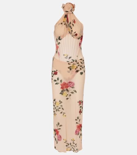 Floral halterneck ruched bustier dress - Magda Butrym - Modalova