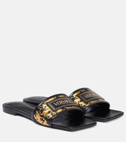 Theia Barocco raffia-effect slides - Versace - Modalova