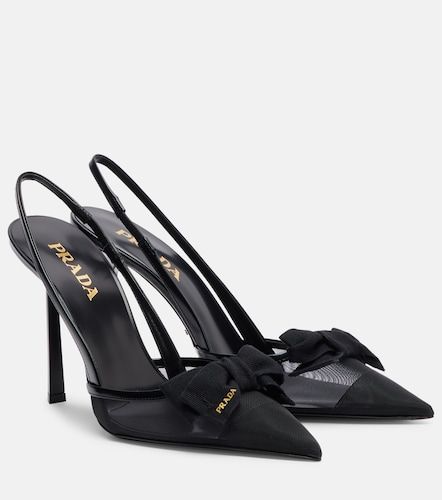 Leather-trimmed mesh slingback pumps - Prada - Modalova