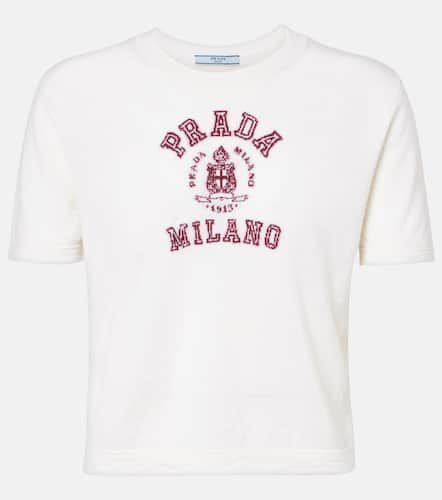 Prada Logo cropped cashmere T-shirt - Prada - Modalova